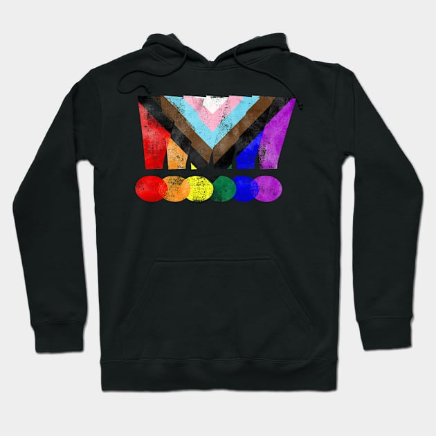 LGBTQ Progress Pride Grunge Exclamation Points Hoodie by wheedesign